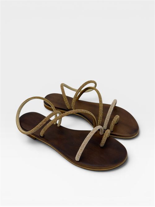 Sandali gioiello dorati bassi da donna IL LACCIO | ELISASTRASSGOLD-R GOLD-BRONZE